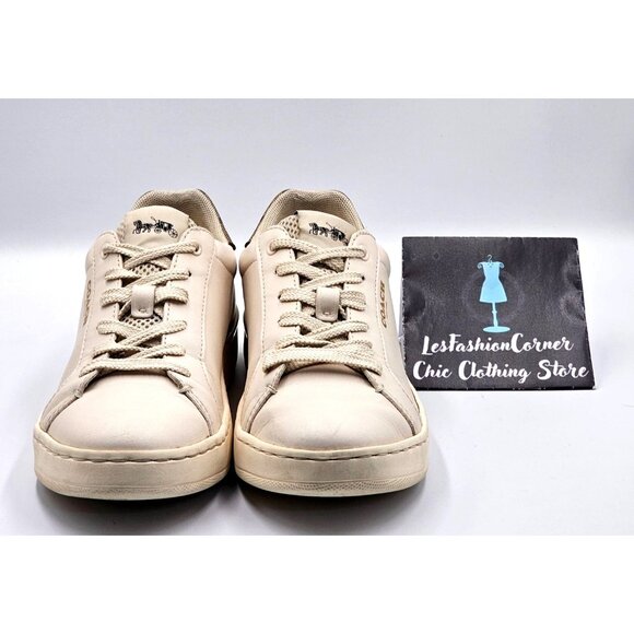 Coach Women's Beige Brown Logo Leather Clip  Low-Top Sneakers Size 7.5B 2390 - Picture 10 of 16
